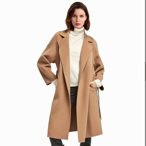 Gentle Herd Jackets & Blazers - 🆕 Gentle Herd 100% Wool Belted Wrap Coat in Camel